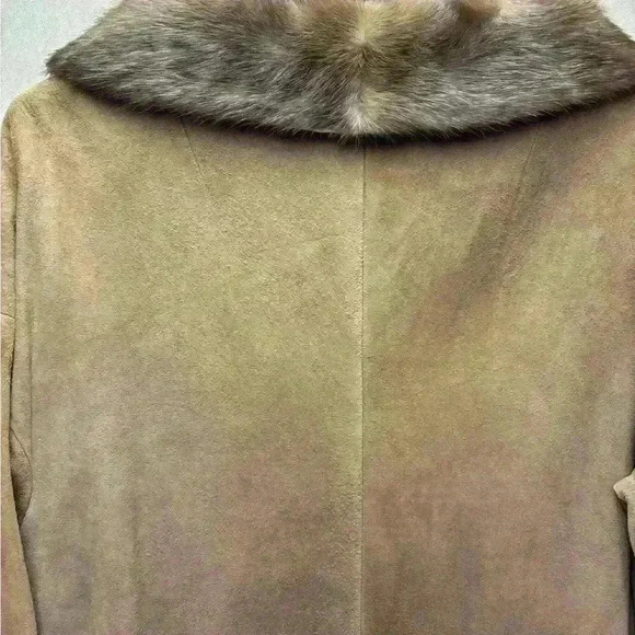 Vintage 1940s 50s Unmarked Suede Leather Coat with Detachable Fur Collar No Size - Picture 10 of 12